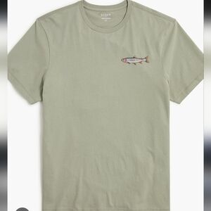 J. Crew Olive Green Rainbow Trout Graphic Tee Size L